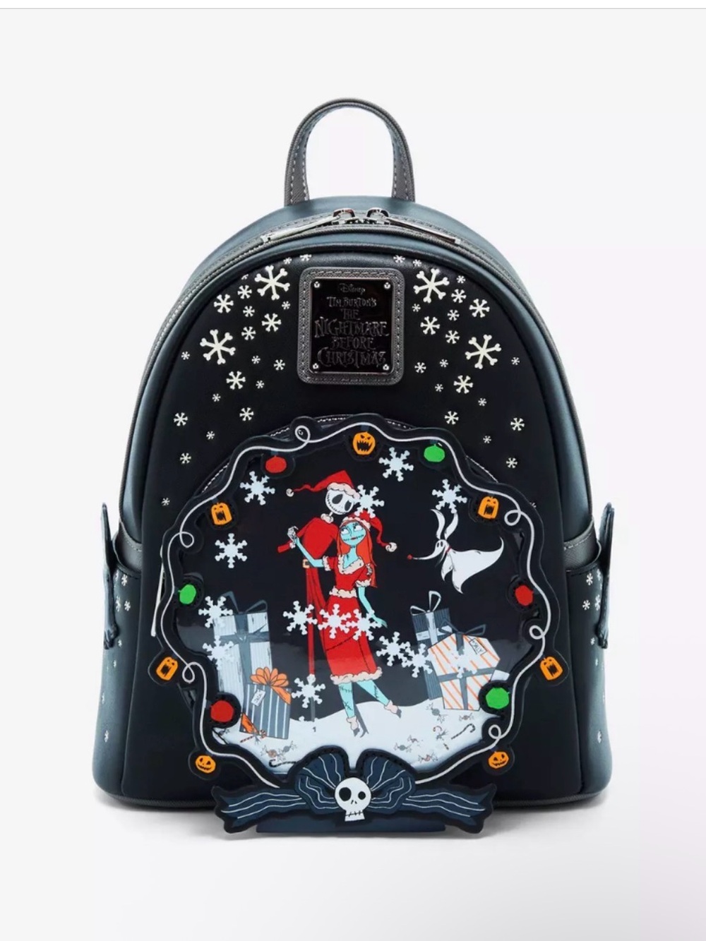 Loungefly The Nightmare Before Christmas Jack & Sally Black GITD Mini Backpack